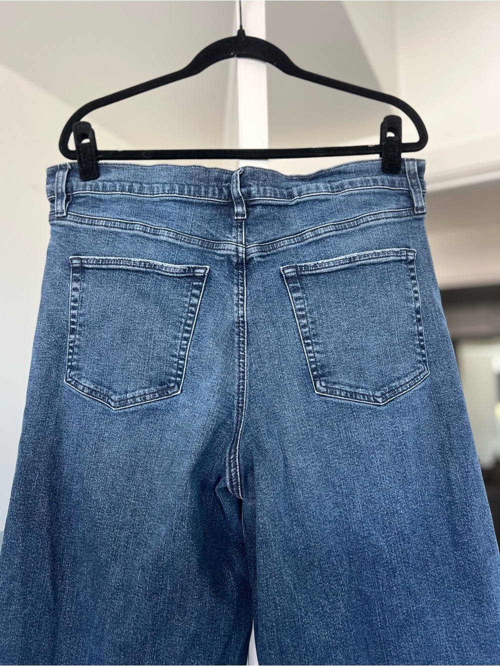 Frame Le Slim High Waist Wide Leg Palazzo Jeans Raw Hem Dark Wash/Crafty Size 33 - Picture 9 of 10